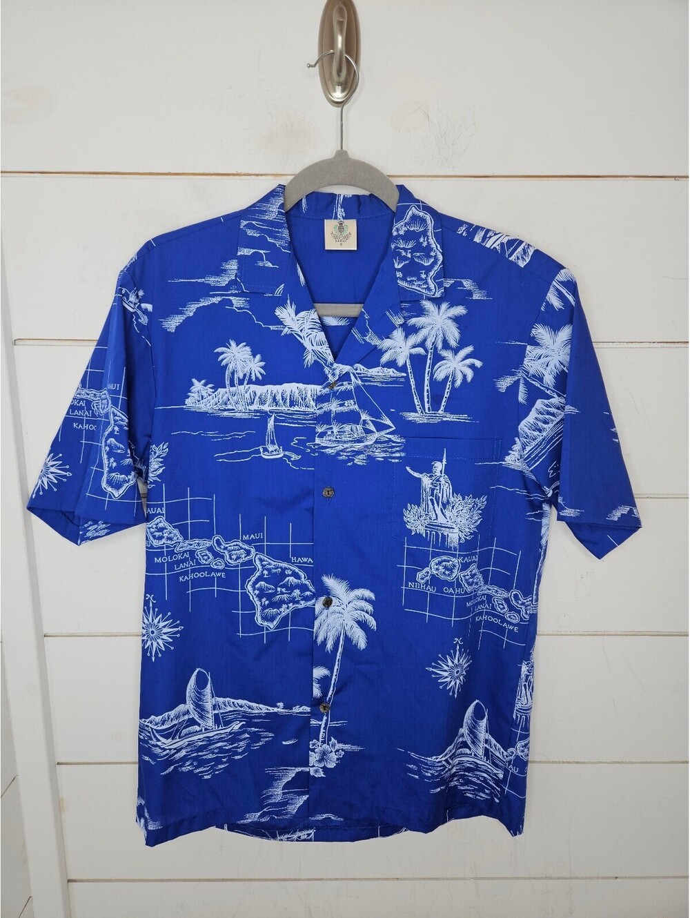 NWOT Royal Caribbean Hawaii small blue & white button up shirt. Unisex.